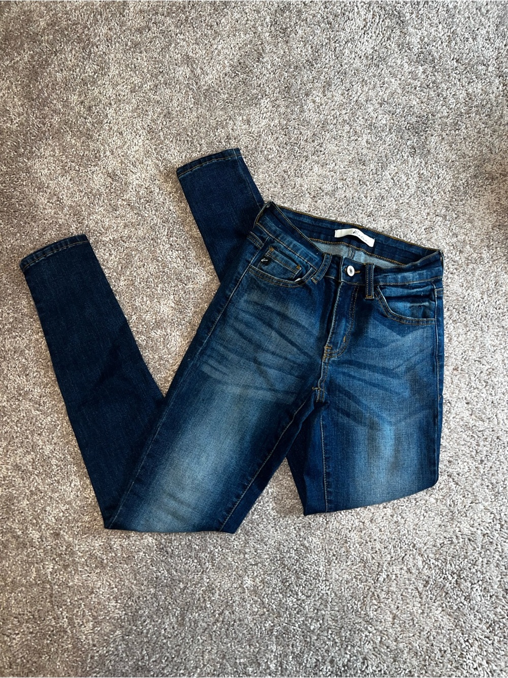 KanCan Dark Blue Skinny Jeans with Faded Detailing